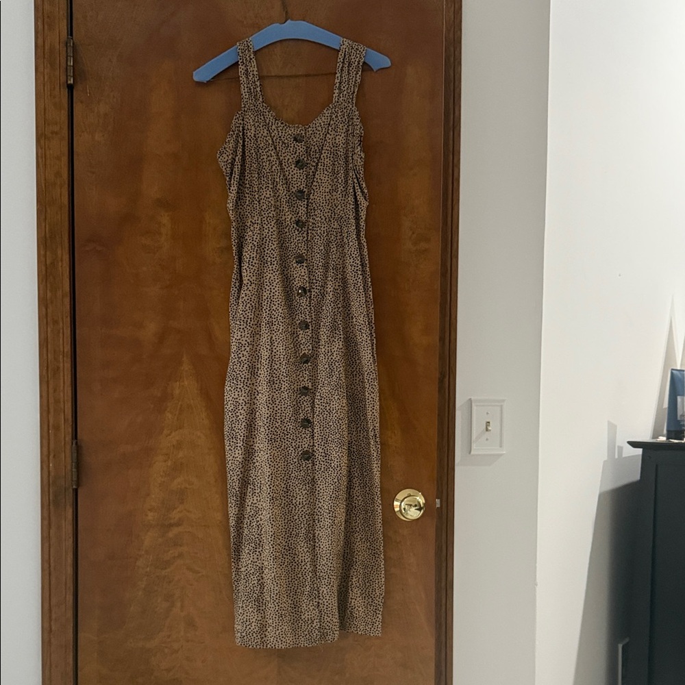 Japna Brown Patterned Midi Dress